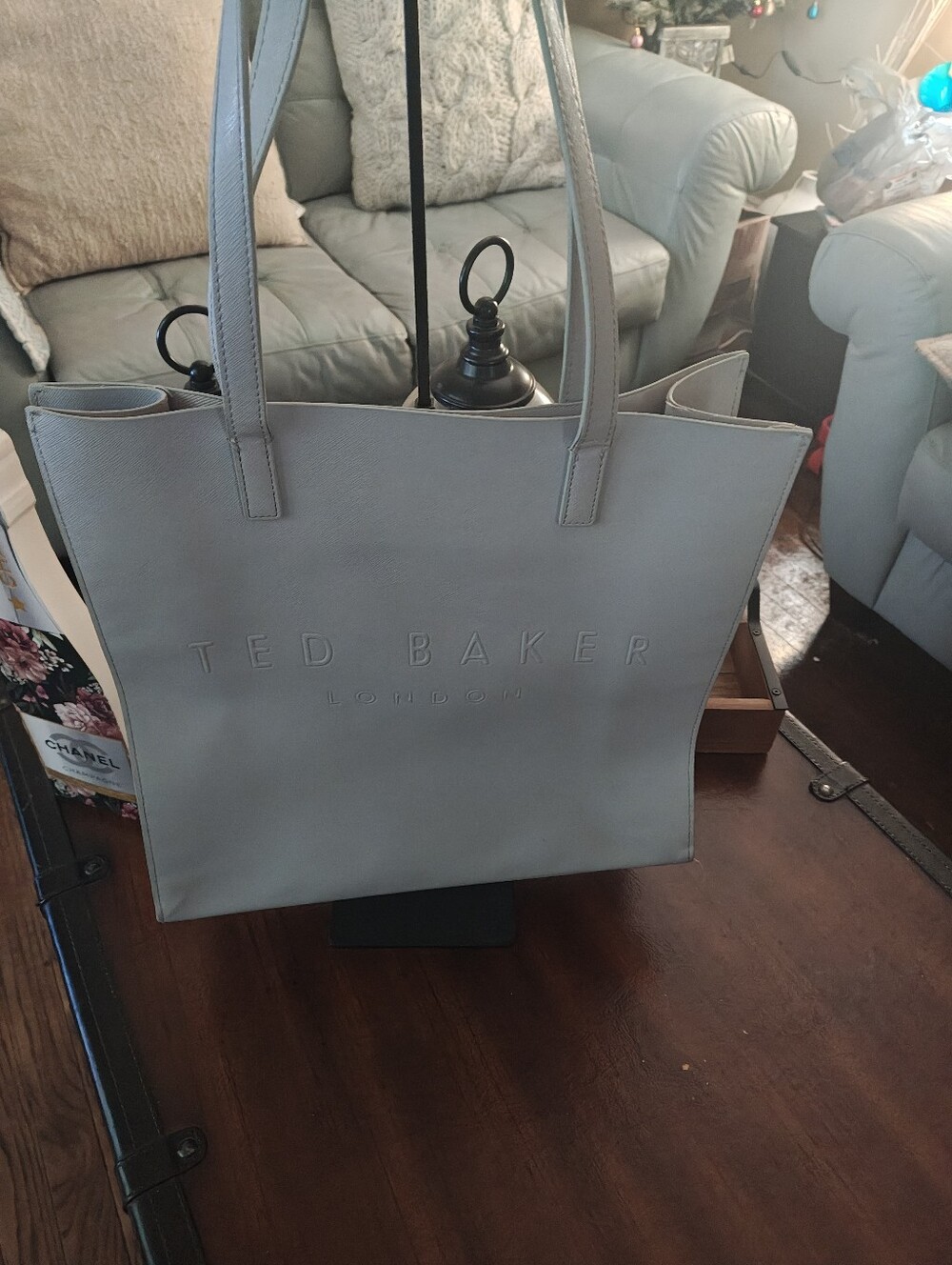 Ted Baker Light Gray Embossed Logo Tote